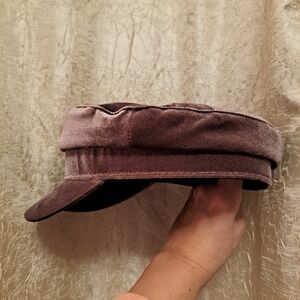 Conductor Style Womens Velvet Hat In A Pink Champagne Color